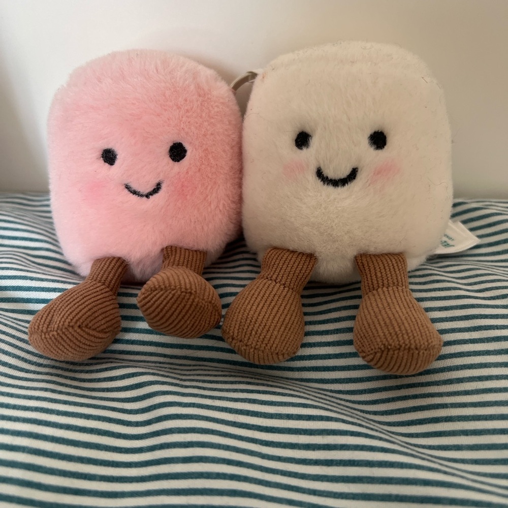 Jellycat White and Pink Plush Keychain